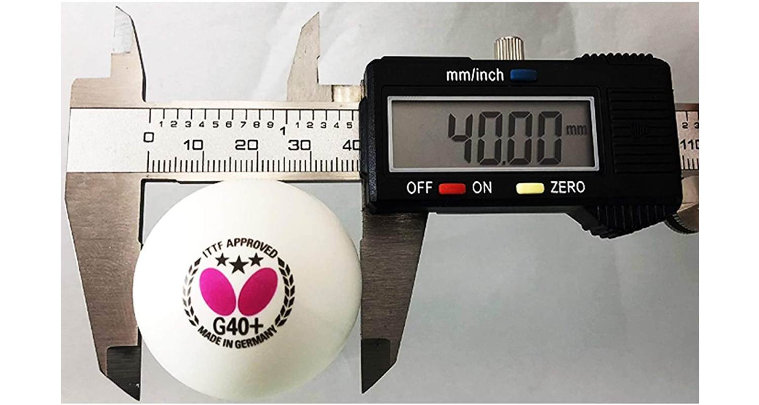 Butterfly G40+ table tennis balls review - Ball Measurement